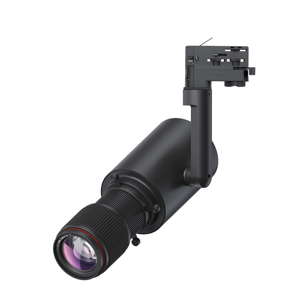 LED Explorer Konturen-Framing-Strahler mit 20°–40° Objektiv und Potentiometer zur Dimmung für präzise Museums- und Galeriebeleuchtung.